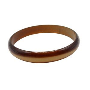 Lucite Brown Moonglow Bangle Cuff Bracelet Unsigned Neutral Acrylic Classic